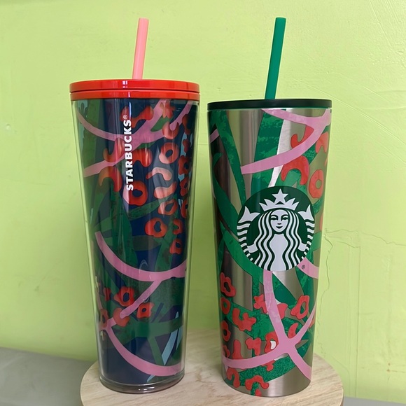 Set- stainless steel and acrylic venti tumblers! Colorful leopard ♥️